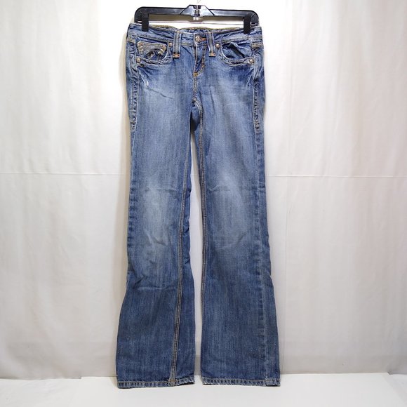 VF Jeanswear Women's 3x34 Low Rise Flared Legs With Silver & Gold Mini-Studs EUC - Picture 1 of 7